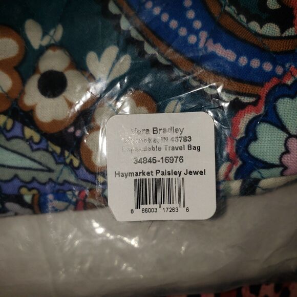 VERA BRADLEY Haymarket Paisley Jewel Expandable Travel Bag Tote NEW - Picture 7 of 9